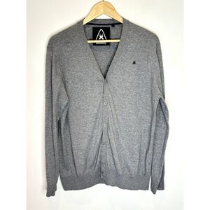 Gaastra Men's Gray Vneck Sweater Cardigan Size Medium-Large Cotton Silk B19